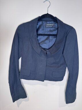 NEW Club Monaco | Cropped Linen Blend Blazer Jacket | Black | Size 2